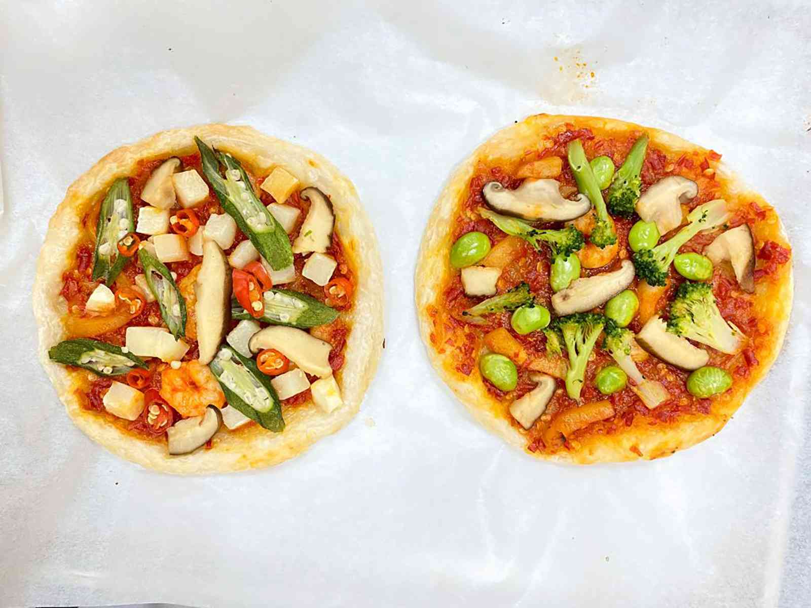 Spicy Seafood Veggie Pizza Out From Oven